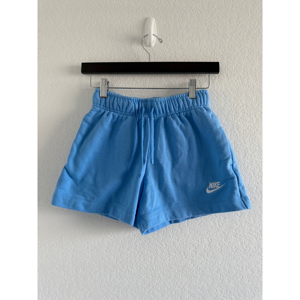 Nike Sportswear Essential Shorts Size XS Blue Fleece Drawstring Elastic Waist